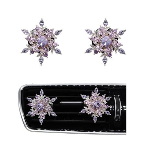 Image of ORIESSE Purple Car Accessories,2pcs Rotatable Snowflake Air Vent Clips Car Air Freshener,Bling Car Decor Outlet Clips for Women,Refillable Diffusers