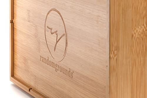 Randomgrounds 100% Bamboo Tea Box Storage Organizer, Taller Size Holds 120+ Standing Or Flat Tea Bags, 8 Adjustable Chest Compartments, Natural Wooden Finish #TOP5