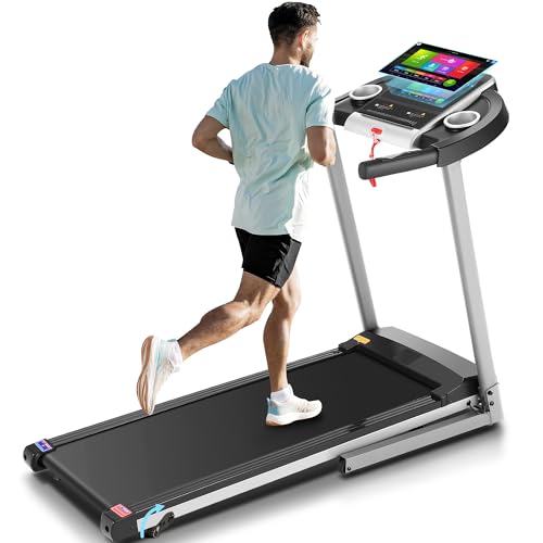 Treadmill with Incline, Smart Treadmills for Home with TV Screen and WiFi, 3.5HP Foldable Heavy Duty Treadmill with 10” Touchscreen, 350 lbs Capacity, 3D Virtual Sports Scenes