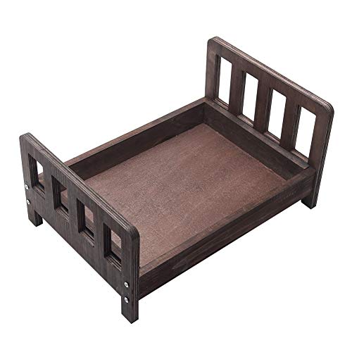 Newborn Props Photography Bed Baby Photo Small Wooden Posing Baby Photography Props Bed Baby Photo Studio Props for Photo Home Accessories (Coffee)