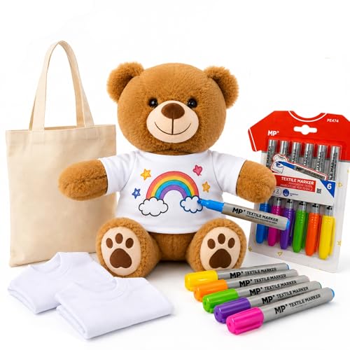 Kit Manualidades Niños Pinta Tu Osito de Peluche Regalo niño 4, 5, 6 años | Incluye Rotuladores y Camisetas de repuesto Juego de Manualidades Kit Manualidades Niños Pinta Tu Osito de Peluche Regalo niño 4, 5, 6 años | Incluye Rotuladores y Camisetas de repuesto Juego de Manualidades