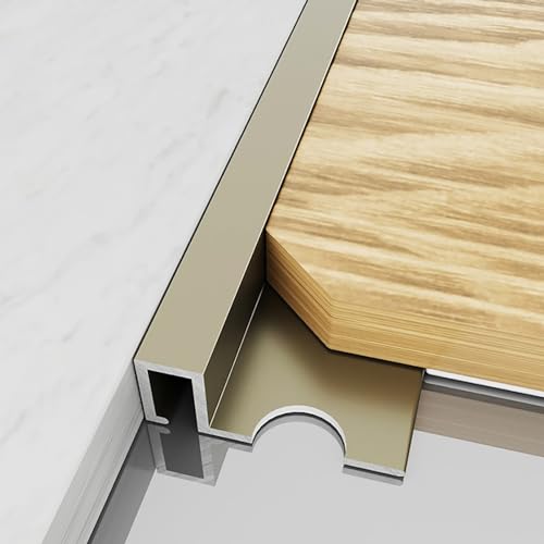 Raouoae Angle Profile Tile Corner Trim Length: 125cm*2 Pieces Anodized Aluminum Tile End Strip Waterproof Moisture-proof For Clean Edges And Seamless Finish(Champagne gold,W:8MM)