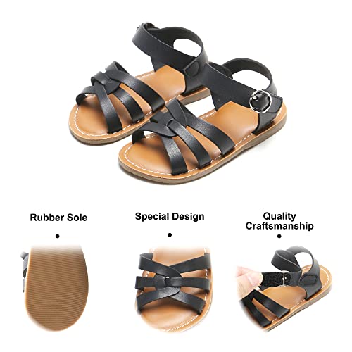 Felix & Flora Toddler Girl Black Sandals Size 11 - Little Girl Easter Summer Dress Shoes Lightweight Open Toe Beach Holiday #TOP5