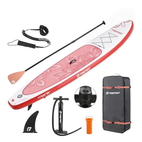 FBSPORT 11' Premium Stand Up Paddle Board, Yoga Board with SUP Accessories & Carry Bag | Wide Stance, Surf Control, Non-Slip Deck, Leash, Paddle and Pump for Youth & Adult (PinkWhite) by FBSPORT - Image 6