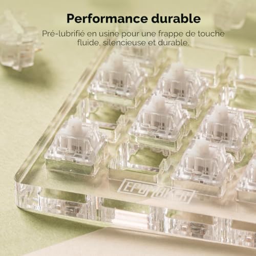 EPOMAKER Interrupteur Silencieux Tactile Crystal pour Clavier Mécanique Gaming, 35 Pièces, Pré-lubrifié, Interrupteurs Tactiles Muets 35gf 5 Broches avec Structure MX Standard – vue 8