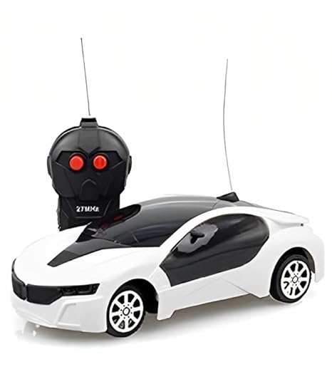 Hk Toys 3D Light Fast Speed Modern 2 Function Remote Control Racing Car Toy For Kids,Adults,Boys,Girls,White