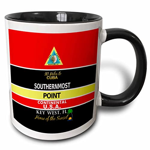 3dRose Graphic based on the Southernmost Point Buoy in Key West Florida 11oz Two-Tone Black Mug
