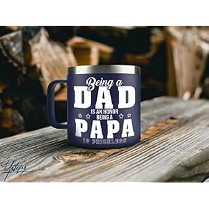 Father's Day Gifts for Papa, Dad from Daughter Son, Kids - Papa Mug for Fathers Day - Presents for Dad, Grandpa on Birthday - Insulated Stainless Steel Novelty Mug 14oz, Navy Fathers Day Gifts for Papa Dad from Daughter Son Kids Papa Mug for Fathers Day Presents for Dad Grandpa on Birthday Insulated Stainless Steel Novelty Mug 14oz Navy
