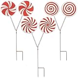 Christmas Candy Cane Lollipop Yard Stakes, Outdoor Holiday Decorations, Peppermint swirPathway Markers, Festive Garden Lawn Decor for Christmas Party and Winter Display, Set of 3