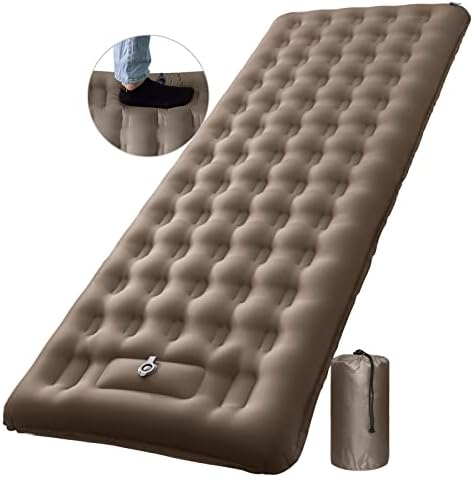 NOWTOWIN Inflatable Sleeping Pad for Camping, Extra Thick 5.1 Inch Ultralight Sleeping Mat with Built in Foot Pump, Waterproof Durable Self Inflating Camping Pad for Backpacking and Hiking