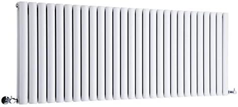 Milano Aruba - Modern White Horizontal Double Panel Oval Column Radiator - 236mm x 1400mm