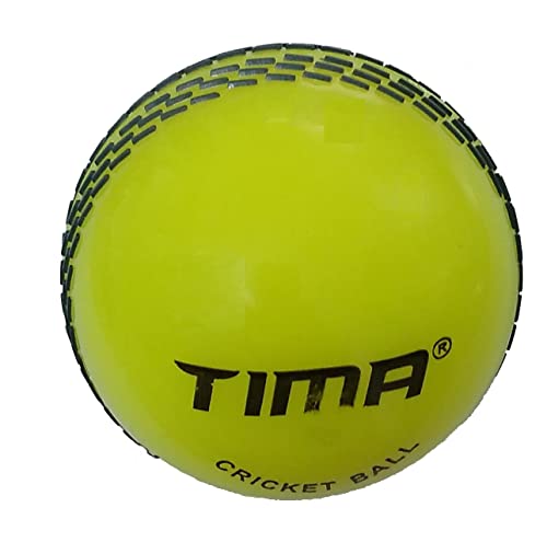 TIMA Synthetic Cricket Ball Poly Hard Cricket Balls – Indoor & Outdoor Training Cricket Ball for Coaching Practice (Yellow Pack of 1)
