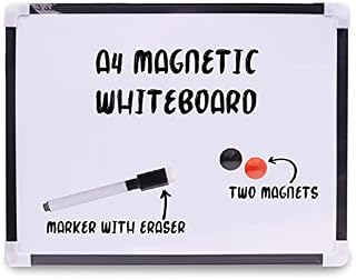 ZYBUX - A4 Whiteboard Wipe Whiteboard | Magnetic Board Mini Office, Home, Perfect for Notice Memo Lightweight, White Board Markers with Eraser and 2 magnets (29.5x22x2cm)