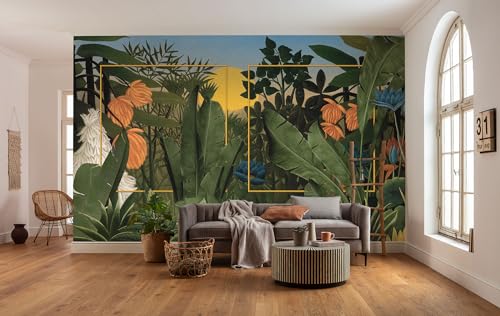 Komar Vlies Fototapete - Rousseau Remix - Größe 350 x 250 cm - Tapete, Wanddekoration, Wohnzimmer, Schlafzimmer, Büro