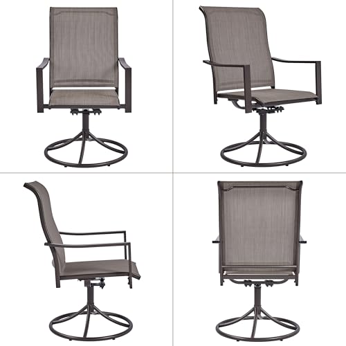 Yaheetech Outdoor Patio Swivel Chairs, Set of 2 Rocker Dining Chairs with Texteline Fabric and Metal Frame for Lawn Deck Backyard, Brown - Image 9