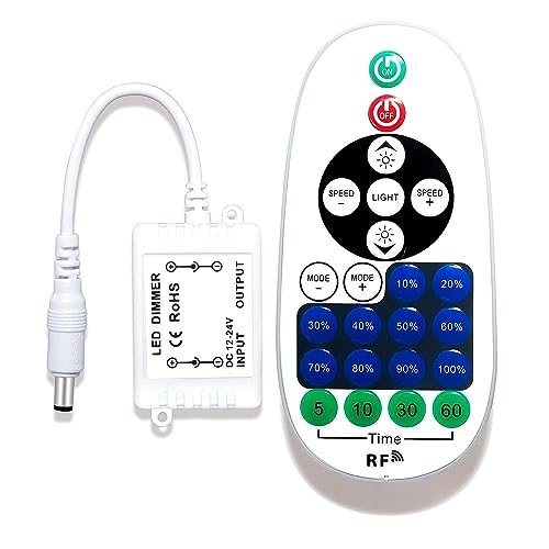 Remote Controller for Single Color LED Strip Lights, DC 12-24V Dimming Control with Dynamic Effect Mode for LED Ribbon, Adjust Brightness Suitable for Room, Home, Cabinet, LED Strip Lights, Neon Signs