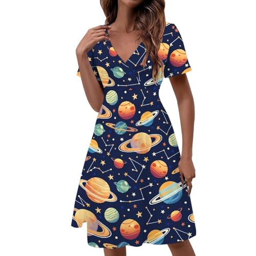 Image of Women's Summer Formal Dresses Short Sleeve Wrap V Neck Dresses Bridesmaid Wedding Guest Dress with Pockets