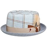 Alfonso D’Este Classic Fusion Pork Pie Stoffhut Porkpie Pork-Pie-Hut Leinenhut Sommerhut Damen/Herren - Made in Italy mit Futter Frühling-Sommer Frühjahr Sommer - L (58-59 cm) hellblau