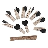 Tinksky Wooden Heart Pegs Clips Mini Wooden Photo Paper Clothing Clothespin Wedding Card Picture Hanging Holder Party Decor Pack of 10 (Black)