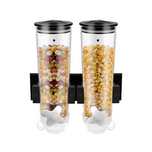 Kankyday Wall Mounted Cereal Dispenser with Dual Containers
