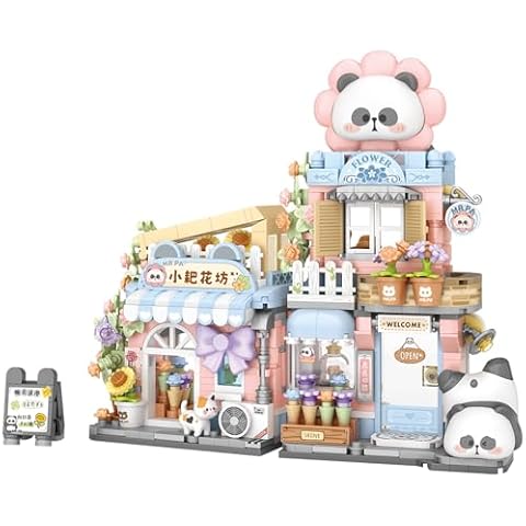 MEIEST Mini City Shop Street View Building Blocks Model Set,Simulation Panda Architecture Collection Particle Construction Building Bricks Toy,Home Decor (Flower Shop) Cover