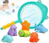 Giochi Bagnetto Neonato, 7 Pezzi Giocattoli da Bagno per Bambini, Neonato Giochi per il Ba...