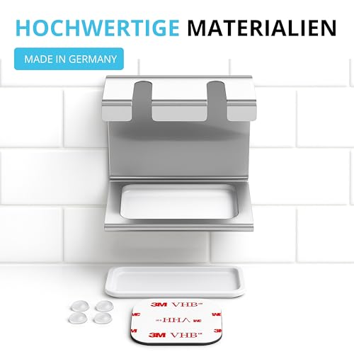 WIETRE Edelstahl Aufsteckbürsten Halter mit Auffangschale | passt für Oral-B, iO, Philips Sonicare, Waterpik, Fairywill | Zahnbürstenhalter Zahnbürstenkopf Bürstenkopf-Halterung (4er) 5