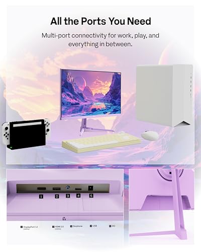 Image of Pixio Two PX249 Wave Purple 24 inch 240Hz Refresh Rate FHD 1080p Resolution IPS Panel 4ms GTG Response Time Gaming Monitor and PS1D Wave Purple Dual Monitor Arm