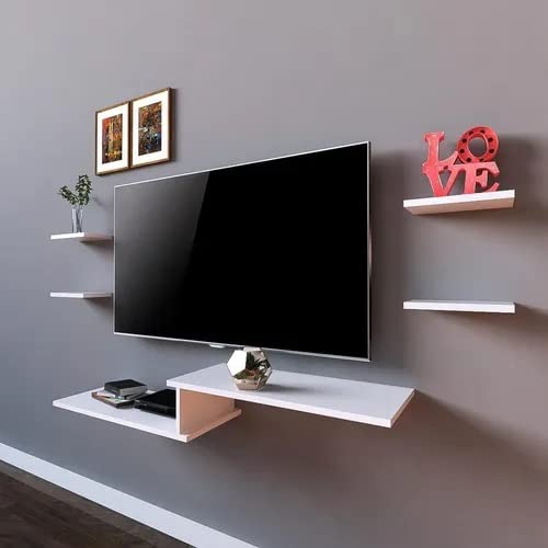 Rack Suspenso Para Quartos E Salas Com 4 Prateleiras Branco