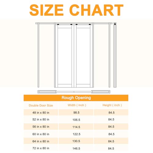 JUJUBON Sliding Pocket Door Slab 60\" x 80\" (2 x 30 in), Half Tempered Frosted Glass Door Slab, Interior Sliding Door, Pre-Finished & Paintable, MDF, No Hardware & Frame Included, Only Pre-Built Slab