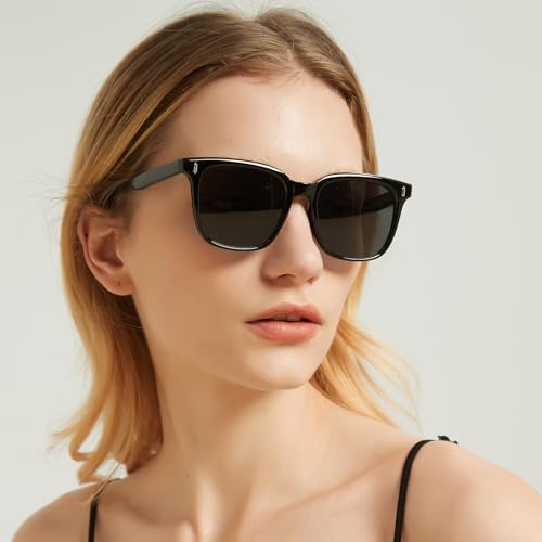 HASFOX Polarized Sunglasses for Women Men Classic Trendy Stylish Oversized Square Shades UV400 Protection with Case SG8192