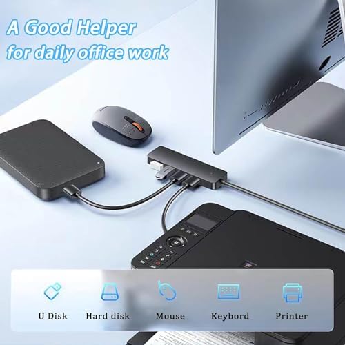 USB Hub 4 Port, VIENON USB 3.0 Hub USB Splitter for Laptop, USB Port Extender USB A Hub for PC, Desktop, Xbox, PS4, Flash Drive, Printer, Keyboard, Mouse, HDD, Plug and Play - 4