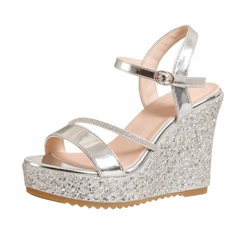 Sandales compensées paillettes idéales pour mariages et fêtes