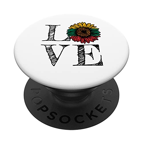 Lithuanian Flag Sunflower Love Lithuania PopSockets Swappable PopGrip, Black