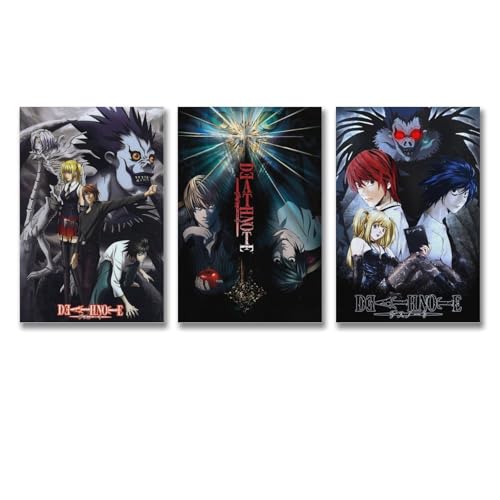 Yunneat 3 PCS Death Poster Note Anime Vintage Comics Manga Cover Wall Art Canvas Posters Room Decorative Aesthetic Print Decor 08x12inch(20x30cm)-3pcs Style-4