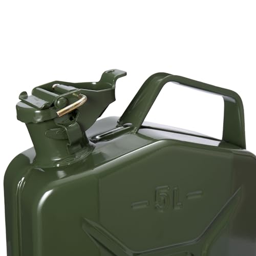 Image of Oxid7 5 Litre Green Metal Fuel Can with Bayonet Cap | Suitable for Petrol, Diesel and Bioethanol | 5 Litre Petrol Can with UN Approval and Tested