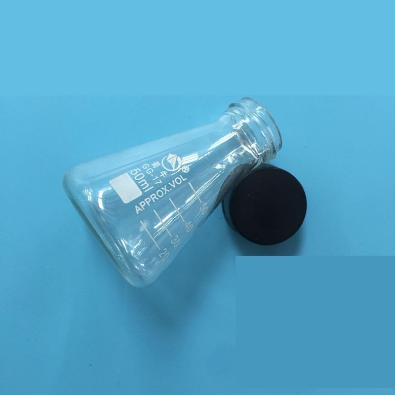 Matraz Erlenmeyer de Vidrio con Tapa de Rosca Matraz Cónico Graduado Cuello Estrecho Cristalería de Laboratorio Química 50–1000ml(500ml)
