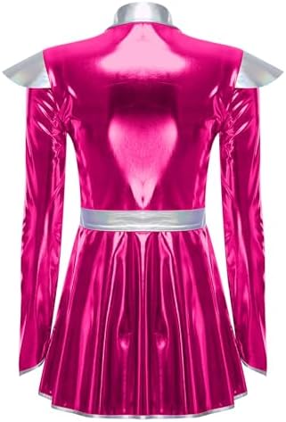 Générique Robe Évasée Holographique Femme Robe Métallique Manches