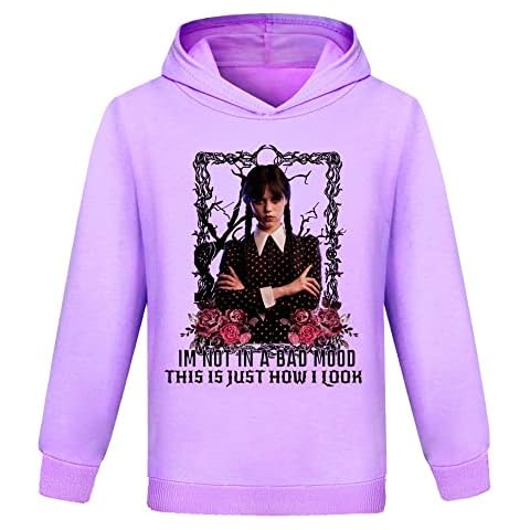 Myskey Wednesday Addams Girls Family Costume Kids Hoodie Queen Cosplay Boys Hooded Top Clothes Pullover Cover