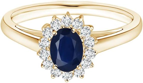 Princess Diana Inspired Oval 1 Ctw Blue Sapphire Gemstone 925 Sterling Silver Women Wedding Ring
