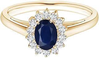 Princess Diana Inspired Oval 1 Ctw Blue Sapphire Gemstone 925 Sterling Silver Women Wedding Ring