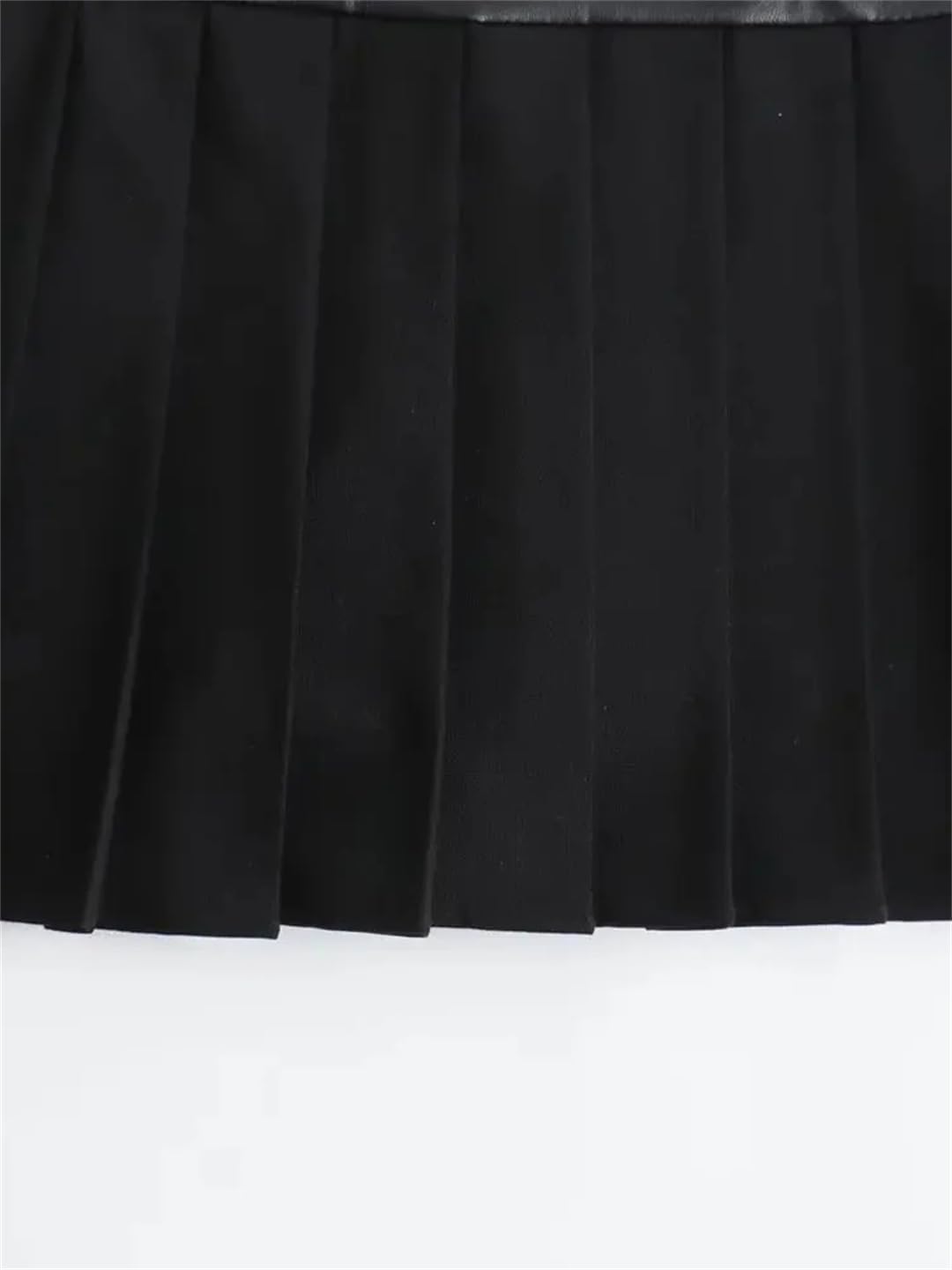 Women All Season Faux Leather Splicing Pleated Mini Skirts Slim Office Skirts Streetwear Short Skort Skirts