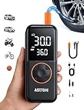 AstroAI Elektrische Luftpumpe Fahrrad, 6600 mAh Akku Luftpumpe, 10,3 BAR Fahrradpumpe Elektrisch, mit LED-Dual-Display & Taschenlampe, Schnelles Aufpumpen für Autos, Motorräder, Fahrräder, Bälle