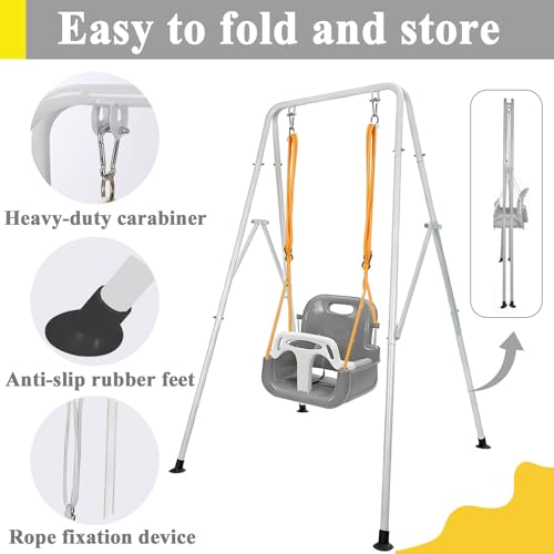 Image of 2 in 1 Toddler Swing & Jumper with Frame, Outdoor, Indoor, Baby Swing with Safety Belt for Indoor and Outdoor Use, Foldable Metal Stand & Clear Instructions, Easy to Assemble