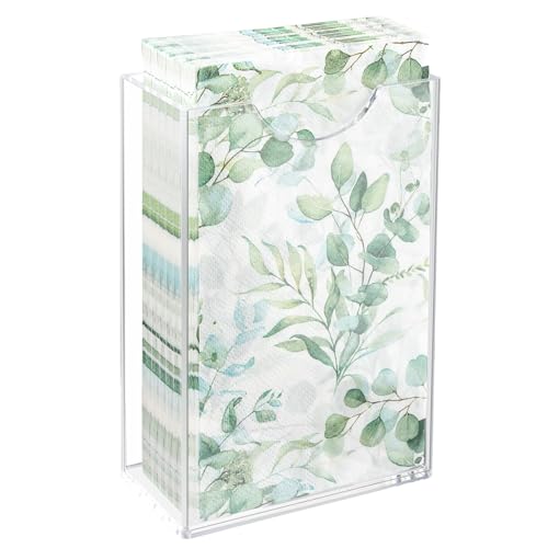 Acrylic Guest Towel Holder, Clear Vertical Napkin Dispenser Space Saving for Bathroom, Waterproof Disposable Hand Towel Box for Kitchen, Modern Dining Table Napkin Storage for Home Hotel Office