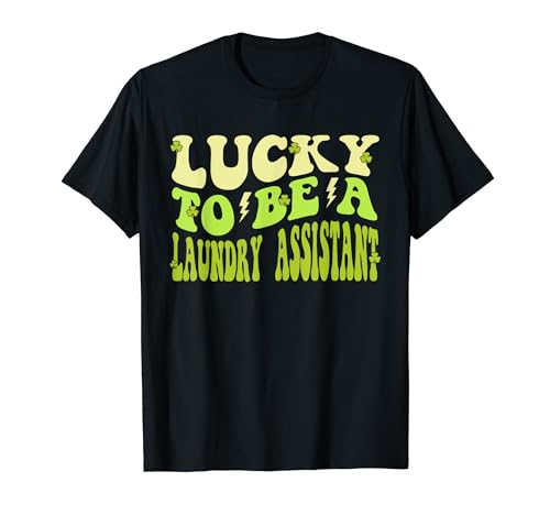 Lucky to be A Laundry Assistant Women St Patricks Day Groovy T-Shirt