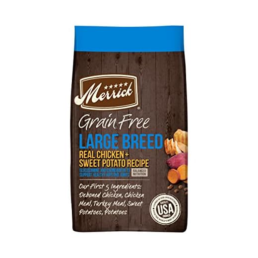 Merrick Grain Free Premium Large Breed Dry Dog Food, Wholesome and Natural Kibble, Chicken and Sweet Potato - 22.0 lb. Bag