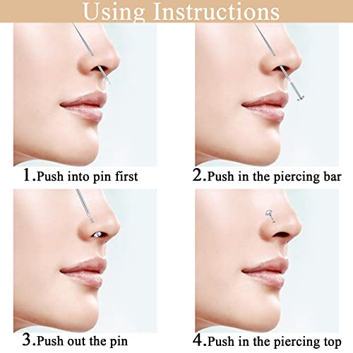 Xpircn Threadless Piercing Taper 20G 18G 16G Stainless Steel Piercing Taper Insertion Pin for Lip Nose Monore Ear Cartilage Tragus Helix Eyebrow Tongue Body Piercing Stretching Kit Assistant Tools,