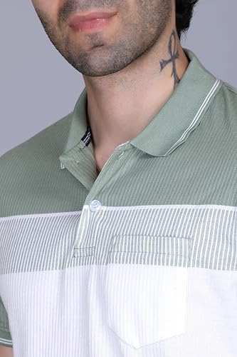 Image of SANE ORIGINALS T-Shirt for Men with Pocket || Textured Striped Polo for Men