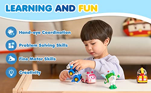 Robocar Poli [4 Pack] Poli + Amber + Roy + Helly Transforming Robot Toys, 4" Tramsformable Action Figure Toy #TOP5